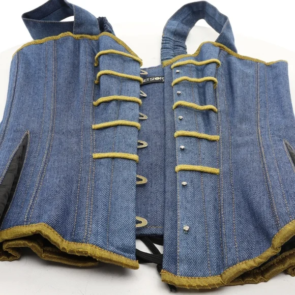 Denim Corset Top with Gold Trim